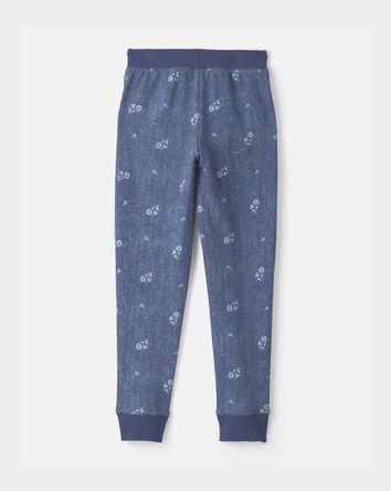 Girls Floral Drawstring Knit Joggers - Blue, 