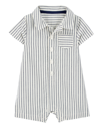 Bébé Barboteuse de style polo à rayures, 