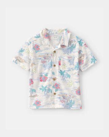 Toddler Boy Tropical Floral Short-Sleeve Button-Down Shirt - Ivory, 