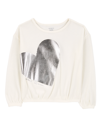 Toddler Metallic Heart Thermal Top, 