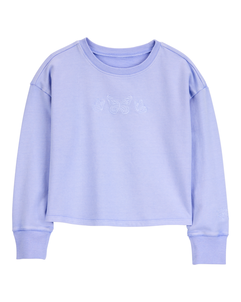 Kid Butterfly-Print French Terry Pullover - Purple, image 1 of 5 slides