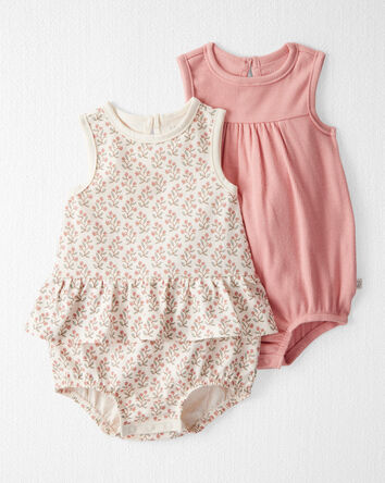 Baby Girl 2-Pack Organic Cotton Bubble Rompers, 