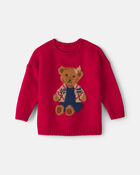 Baby Girl Bear Sweater - Red, image 1 of 3 slides