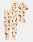 Toddler Winnie The Pooh Snug Fit Cotton 2-Piece Pyjamas - Beige, image 1 of 3 slides