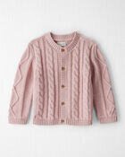 Toddler Girl Organic Cotton Cable Knit Cardigan, image 1 of 4 slides