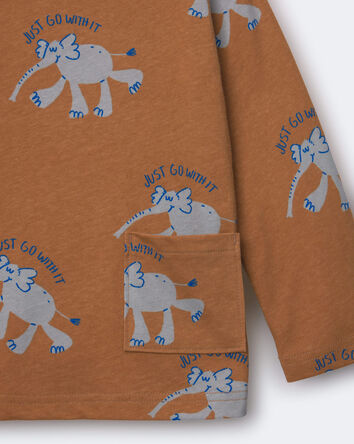 Tout-petit - T-shirt d&eacute;contract&eacute; &agrave; manches longues et motif d&rsquo;&eacute;l&eacute;phant - Brun, 