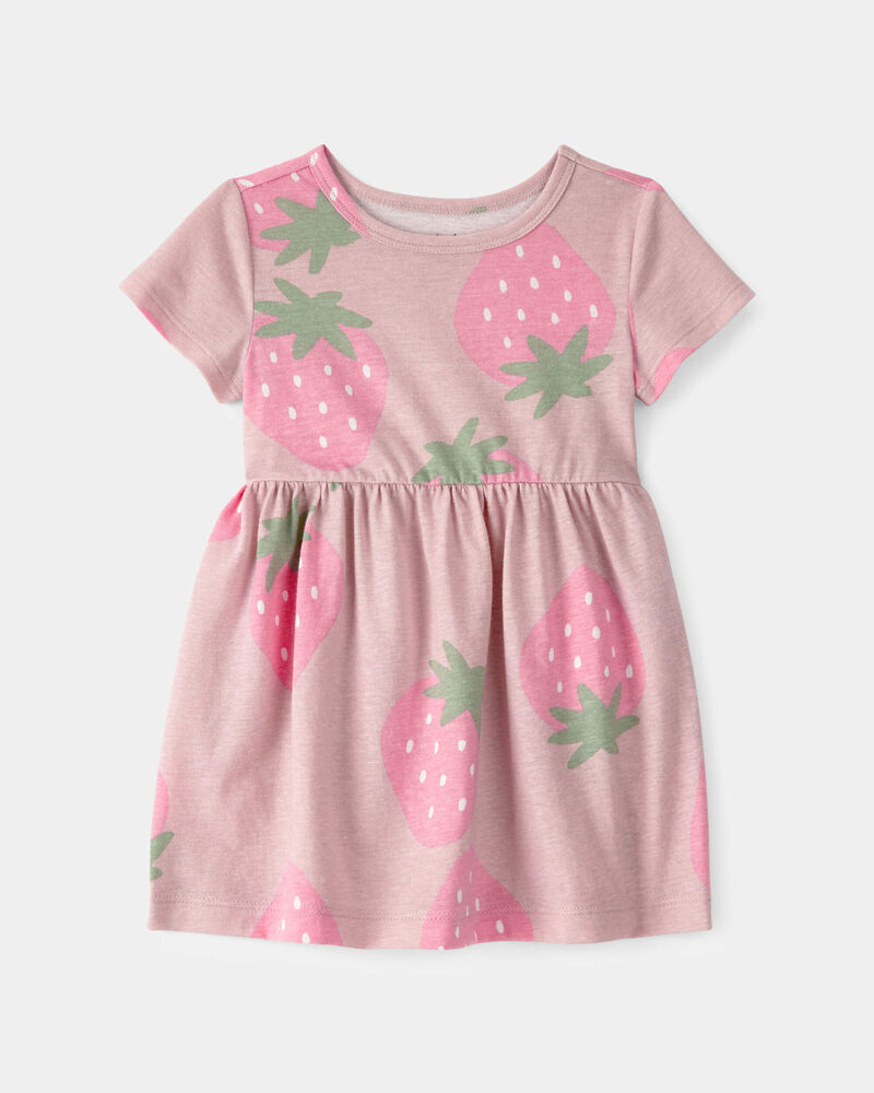 Baby Girl Strawberry Short-Sleeve Dress - Pink, image 1 of 4 slides