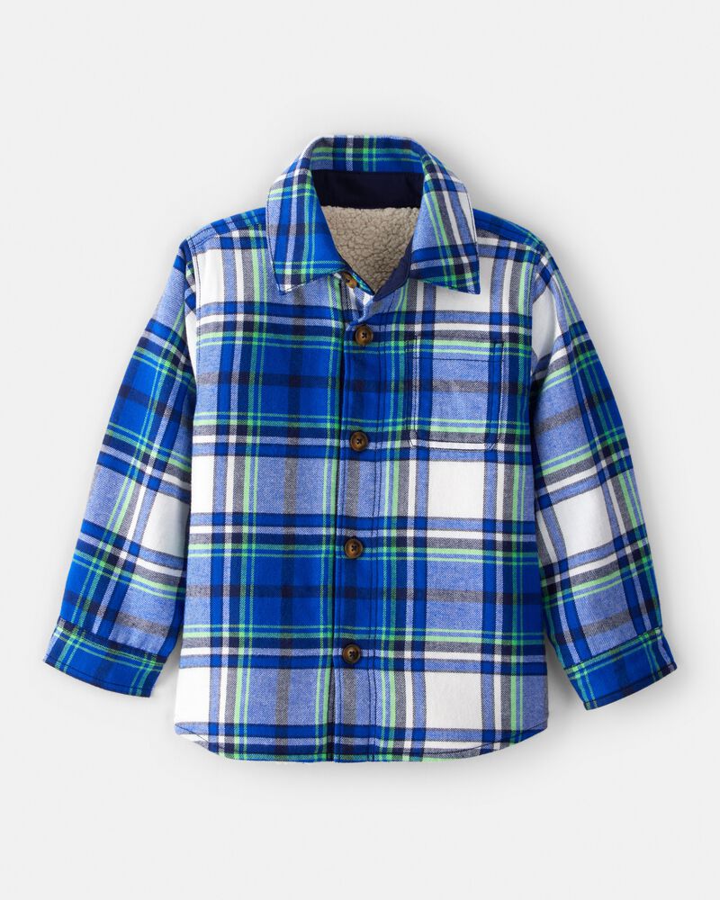 Toddler Boy Plaid Shera Lined Fashion Jacket - Blue, image 1 of 3 slides