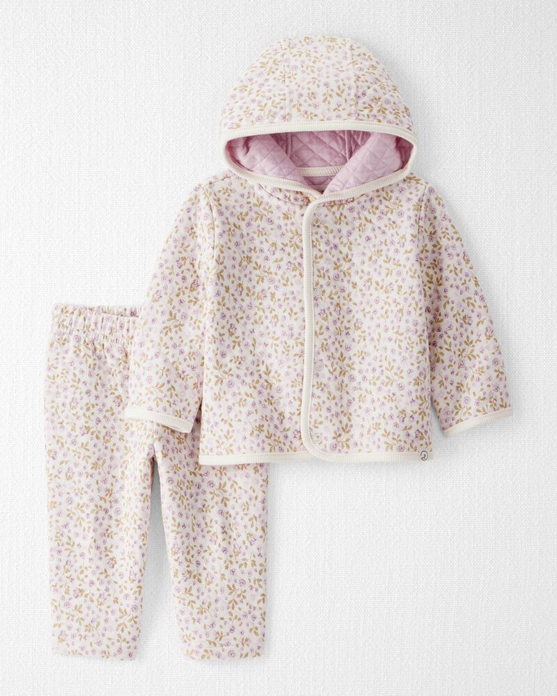 Baby 2-Piece Cardigan & Pants Set Made with Organic Cotton in Botanic Muse Print, image 1 of 4 slides