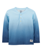 Baby Ombre Long-Sleeve Henley Shirt -  Blue, image 1 of 3 slides