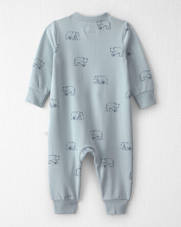 Baby Organic Cotton French Terry Jumpsuit in Blue Bears, 