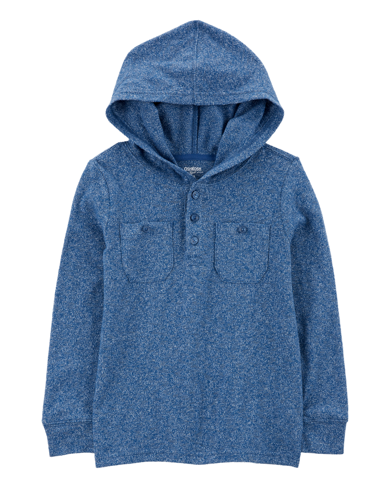 Kid Solid Cotton Blend Long-Sleeve Fashion Top - Blue, image 1 of 3 slides