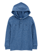 Kid Solid Cotton Blend Long-Sleeve Fashion Top - Blue, image 1 of 3 slides