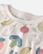 Tout-petit - Ensemble 2 pi&egrave;ces pyjama en coton biologique imprim&eacute; fruits et l&eacute;gumes, image 2 sur 3 diapositives