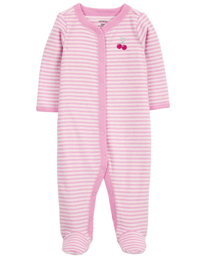 Baby Cherry Snap-Up Terry Sleeper Pyjamas, image 1 of 3 slides