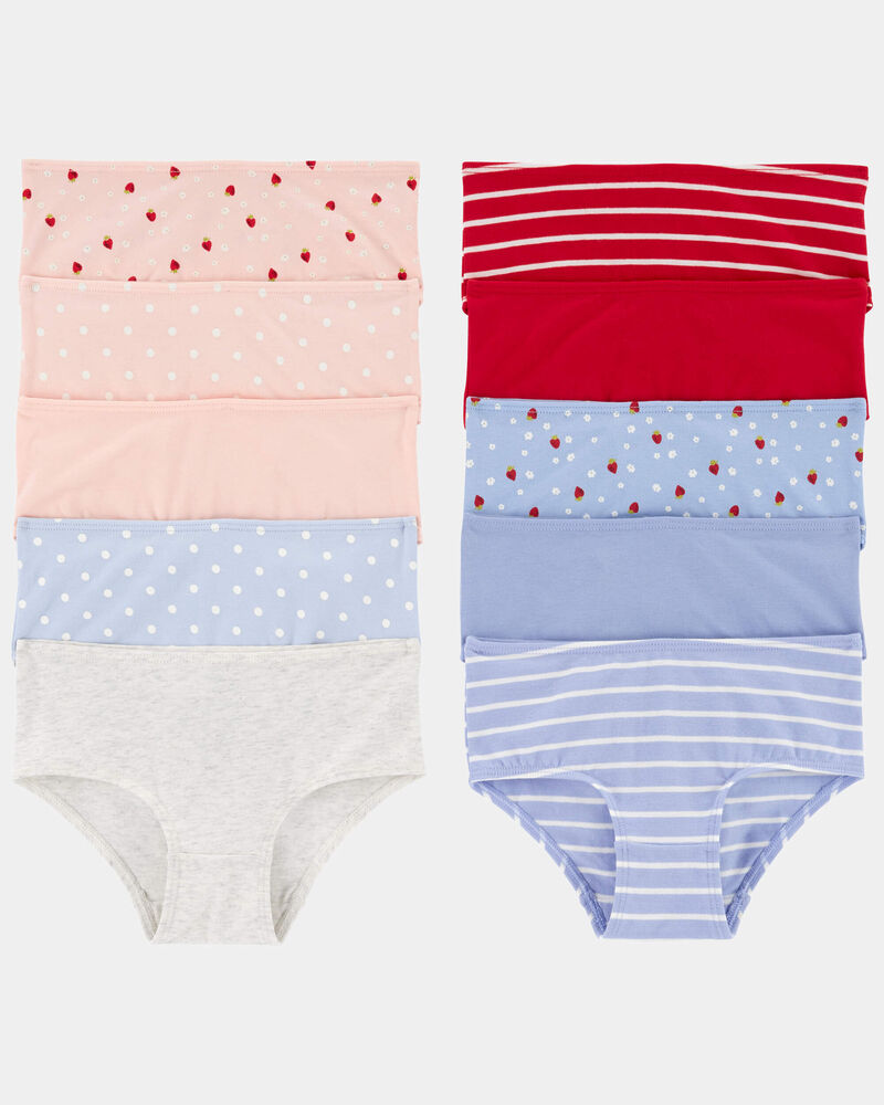 Toddler Girl 10-Pack Strawberry Print Brief Underwear, image 1 of 2 slides