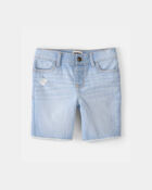 Filles - Short en denim effiloch&eacute; - D&eacute;lav&eacute; clair, image 1 sur 3 diapositives