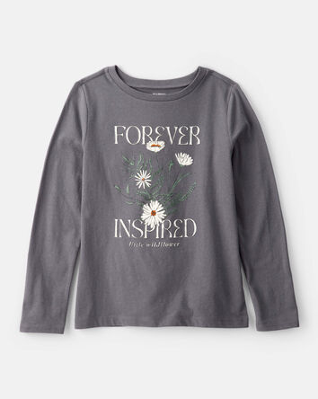 Filles - T-shirt à manches longues imprimé de fleurs sauvages – Gris, 