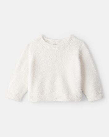 Baby Girl Brushed Sweater - White, 