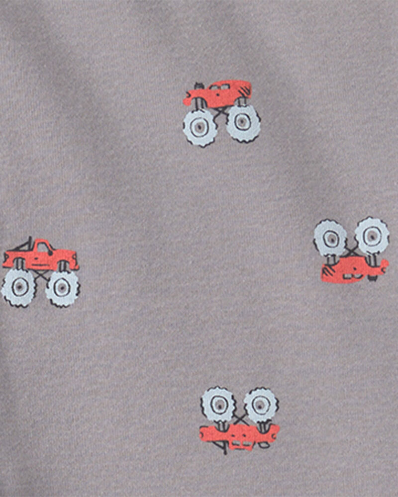 Boys 4-Piece Monster Truck 100% Cotton Snug Fit Pyjama Set - Grey, image 4 of 6 slides
