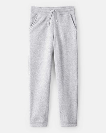 Boys Solid Fleece Drawstring Joggers - Grey, 