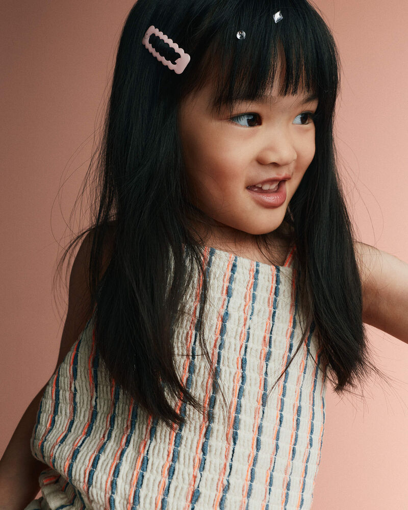 Tout-petit fille - Haut &agrave; smocks &agrave; rayures - Cr&egrave;me, image 3 sur 5 diapositives