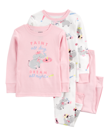 Toddler 4-Piece Painter Elephant 100% Snug Fit Cotton Pyjamas, 