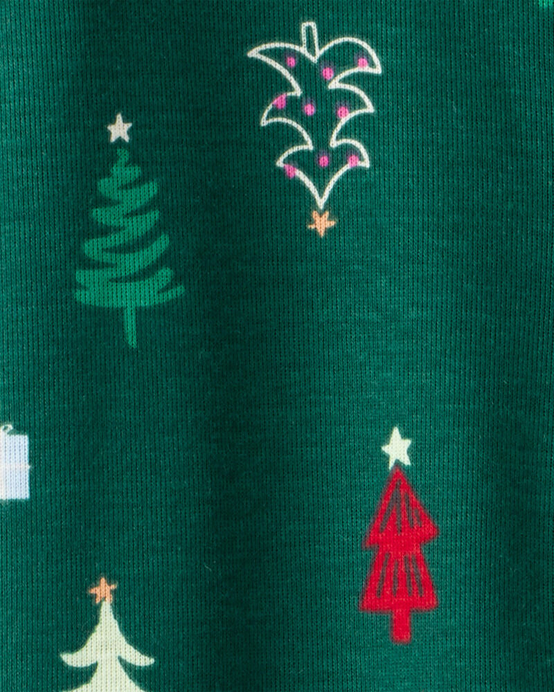Baby Christmas Tree Print 100% Cotton Long-Sleeve Sleeper - Green, image 3 of 4 slides