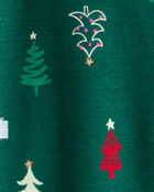 Baby Christmas Tree Print 100% Cotton Long-Sleeve Sleeper - Green, image 3 of 4 slides