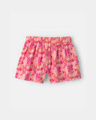 Girls Tropical Floral Gauze Shorts - Pink, image 2 of 4 slides