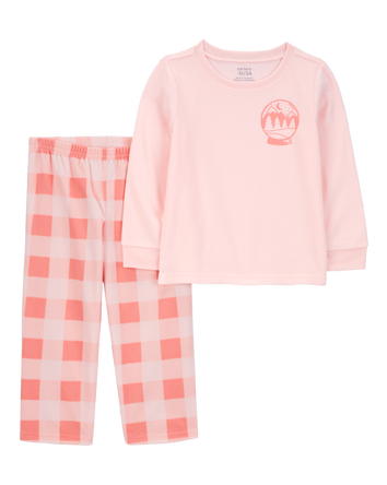 Toddler 2-Piece Thermal Top & Plaid Fleece Pyjamas, 
