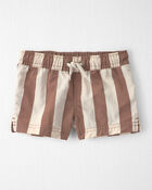Baby Boy Recycled Swim Trunks in Brown Stripes, image 1 of 5 slides
