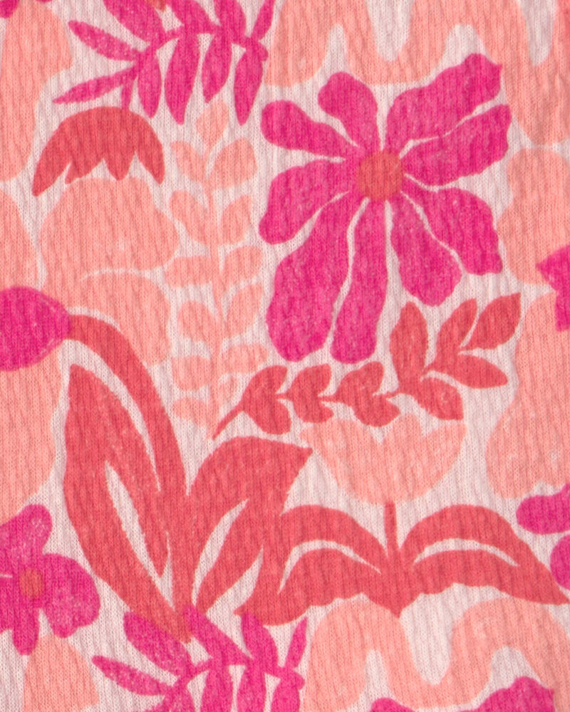 Filles - D&eacute;bardeur en tissu froiss&eacute; &agrave; motif tropical - Rose, image 2 sur 2 diapositives