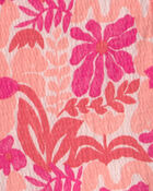 Filles - D&eacute;bardeur en tissu froiss&eacute; &agrave; motif tropical - Rose, image 2 sur 2 diapositives