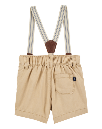 Baby Khaki Suspender Shorts, 