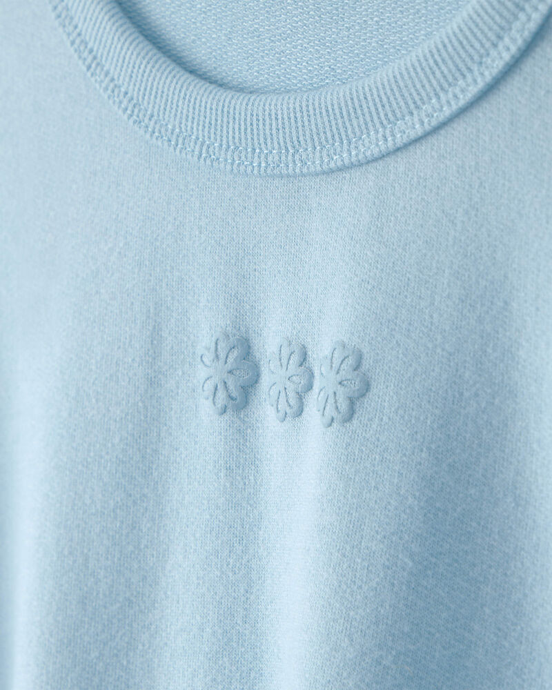 Tout-petit fille - Chandail en jersey bouclette, fleurs - Bleu, image 2 sur 3 diapositives