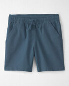 Boys 2-Piece Linen Top & Short Set Made with Organic Cotton in Blue Hibiscus, image 2 of 5 slides