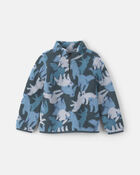 Gar&ccedil;ons - Chandail ouat&eacute; en molleton teddy &agrave; fermeture &agrave; glissi&egrave;re un quart &agrave; motif ours polaire &ndash; Bleu/Gris, image 1 sur 2 diapositives