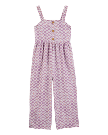 Kid Tropical Print Knit Jumpsuit - Purple, 