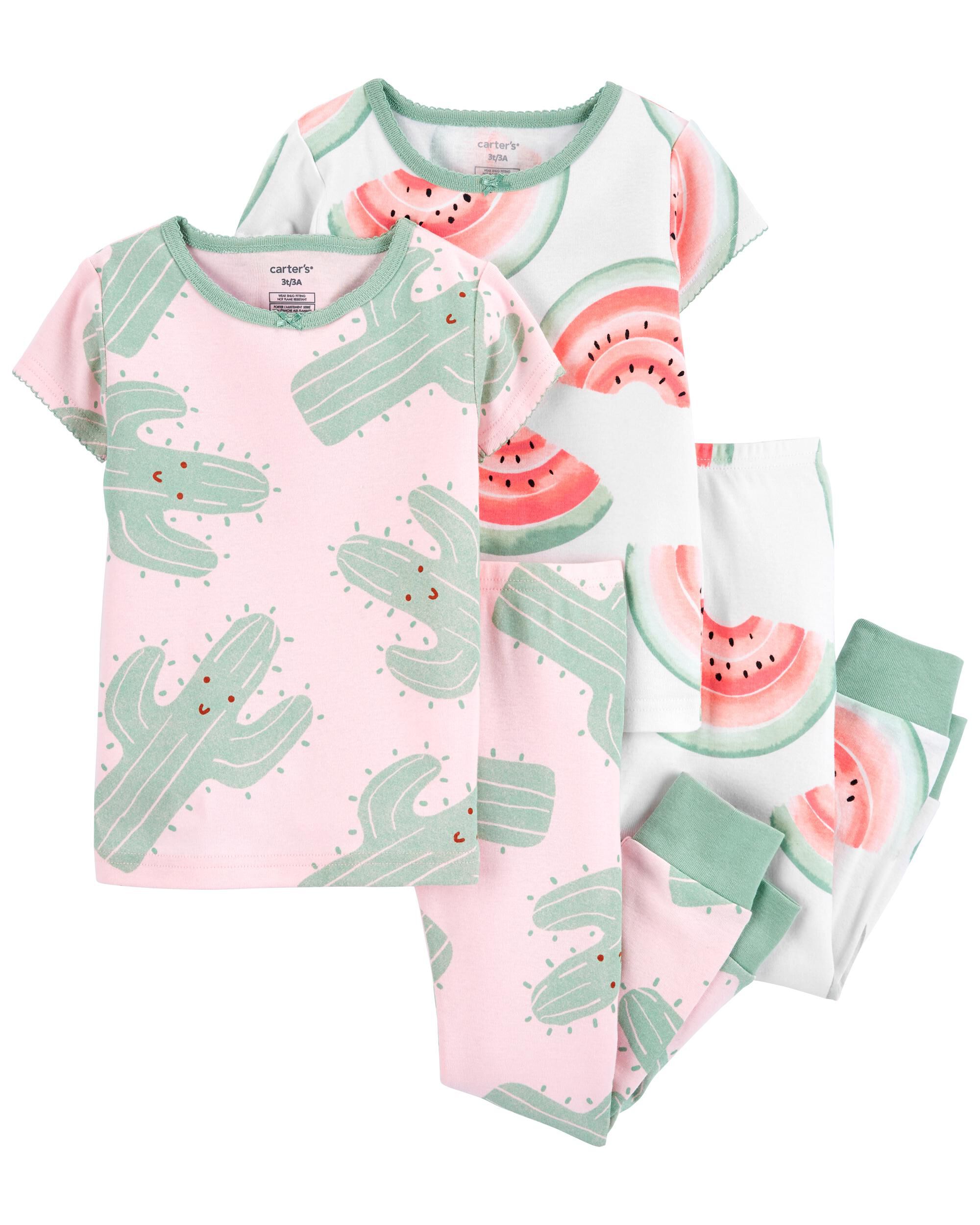 Multi Baby 4 Piece Cactus and Watermelon 100 Snug Fit Cotton Pyjamas Carter s Oshkosh Canada
