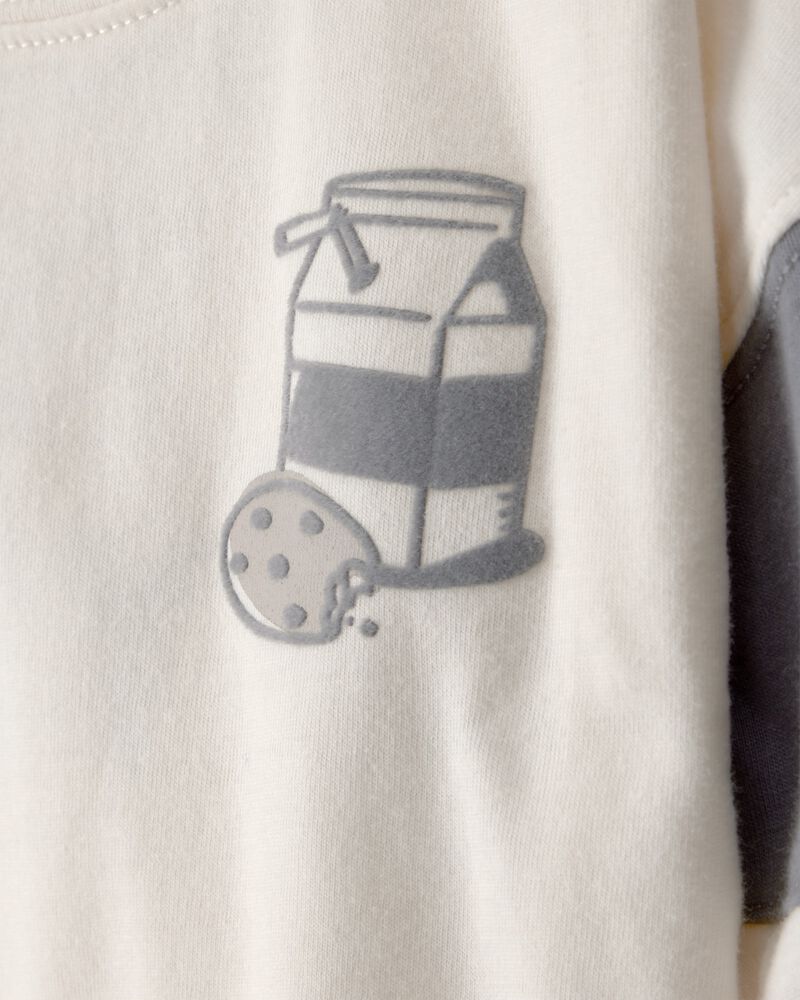 B&eacute;b&eacute; gar&ccedil;on - T-shirt &agrave; manches longues &agrave; imprim&eacute; biscuits et lait - Cr&egrave;me , image 3 sur 5 diapositives