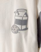 B&eacute;b&eacute; gar&ccedil;on - T-shirt &agrave; manches longues &agrave; imprim&eacute; biscuits et lait - Cr&egrave;me , image 3 sur 5 diapositives