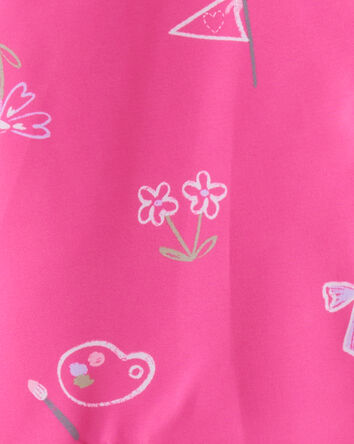 Girls Novelty Print Rain Jacket - Pink, 