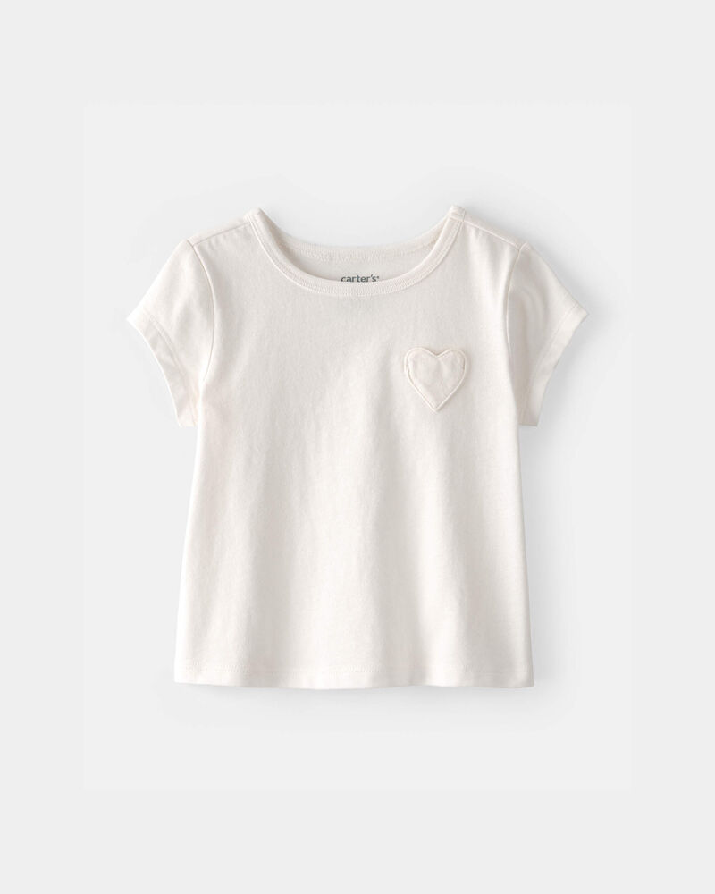 Baby Girl Heart Pocket Top - Ivory, image 1 of 3 slides
