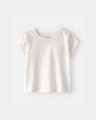 Baby Girl Heart Pocket Top - Ivory, image 1 of 3 slides
