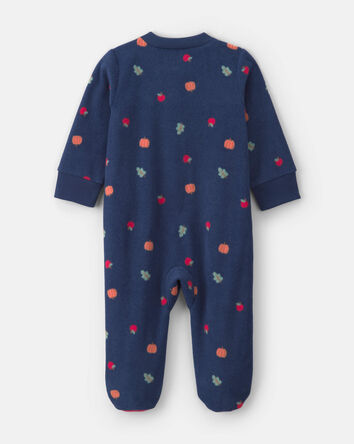 Baby Girl Fruit Fleece 2-Way Zip Sleeper - Blue, 
