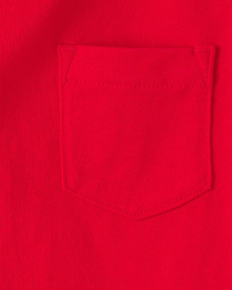 Toddler Solid Short-Sleeve Pocket Tee - Red, image 2 of 3 slides
