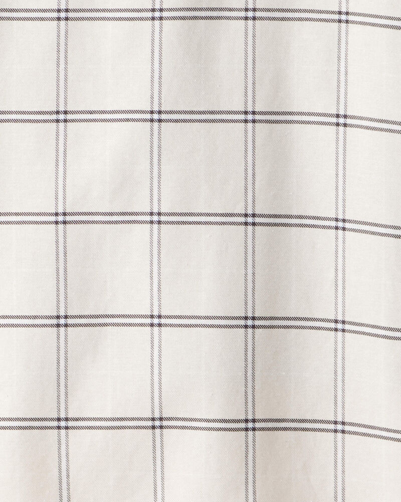 Girls 2-Piece Plaid Long-Sleeve Dress Set - White, image 4 of 6 slides