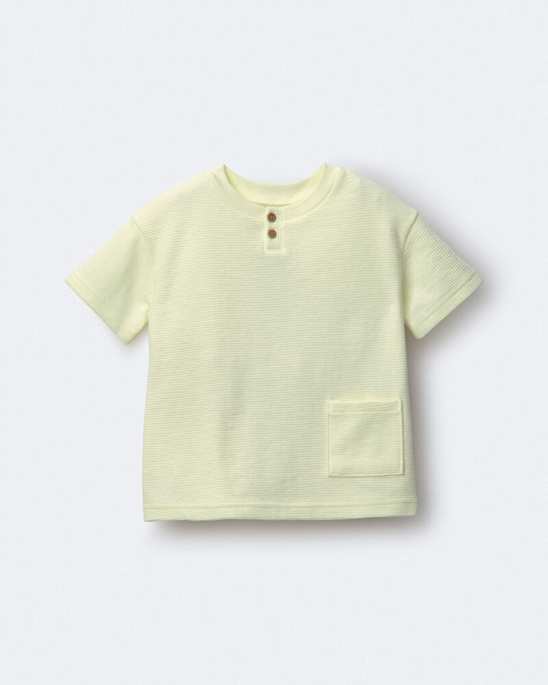 Toddler Boy Henley Tee with Pocket - Yellow, image 1 of 5 slides