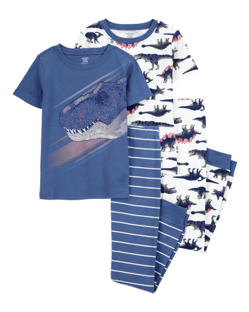 Kid 4-Piece Dinosaur Cotton Pyjamas, 